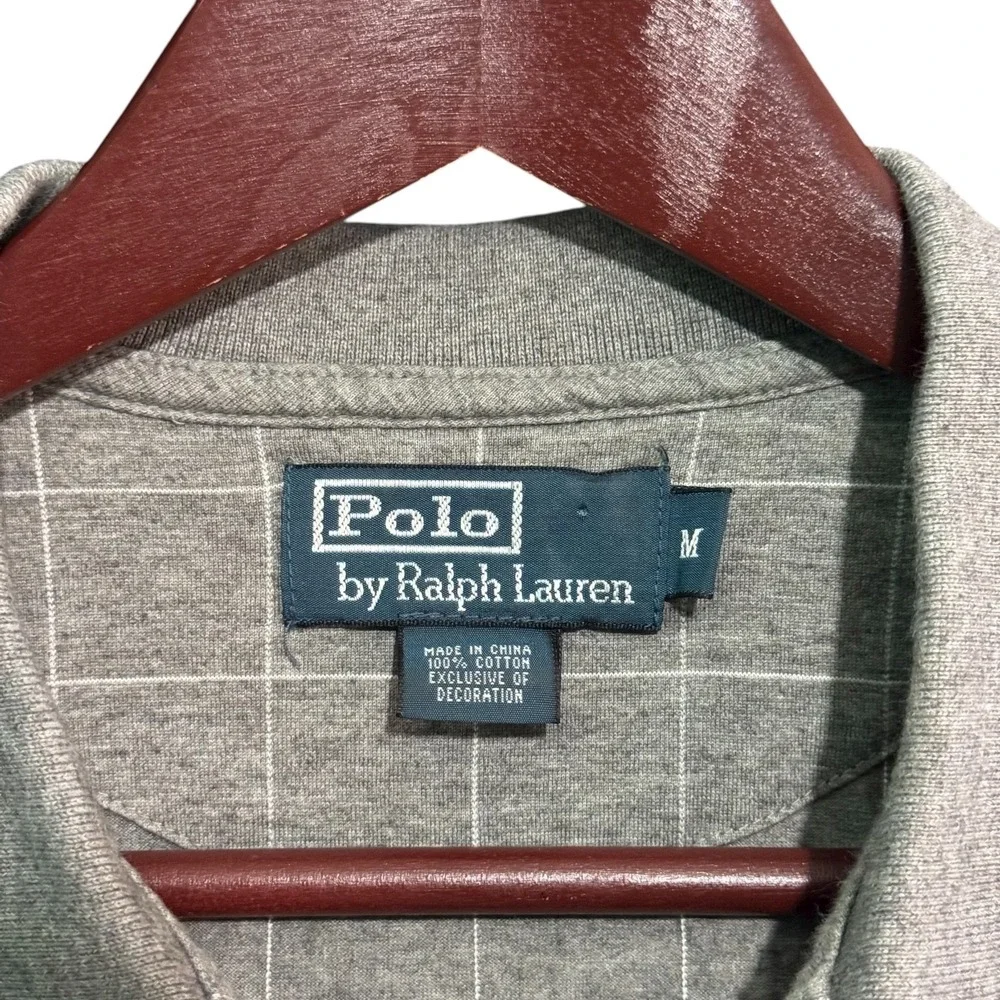 Polo Ralph Lauren Shirt Mens Medium Gray Window Paine Short Sleeve Y2K